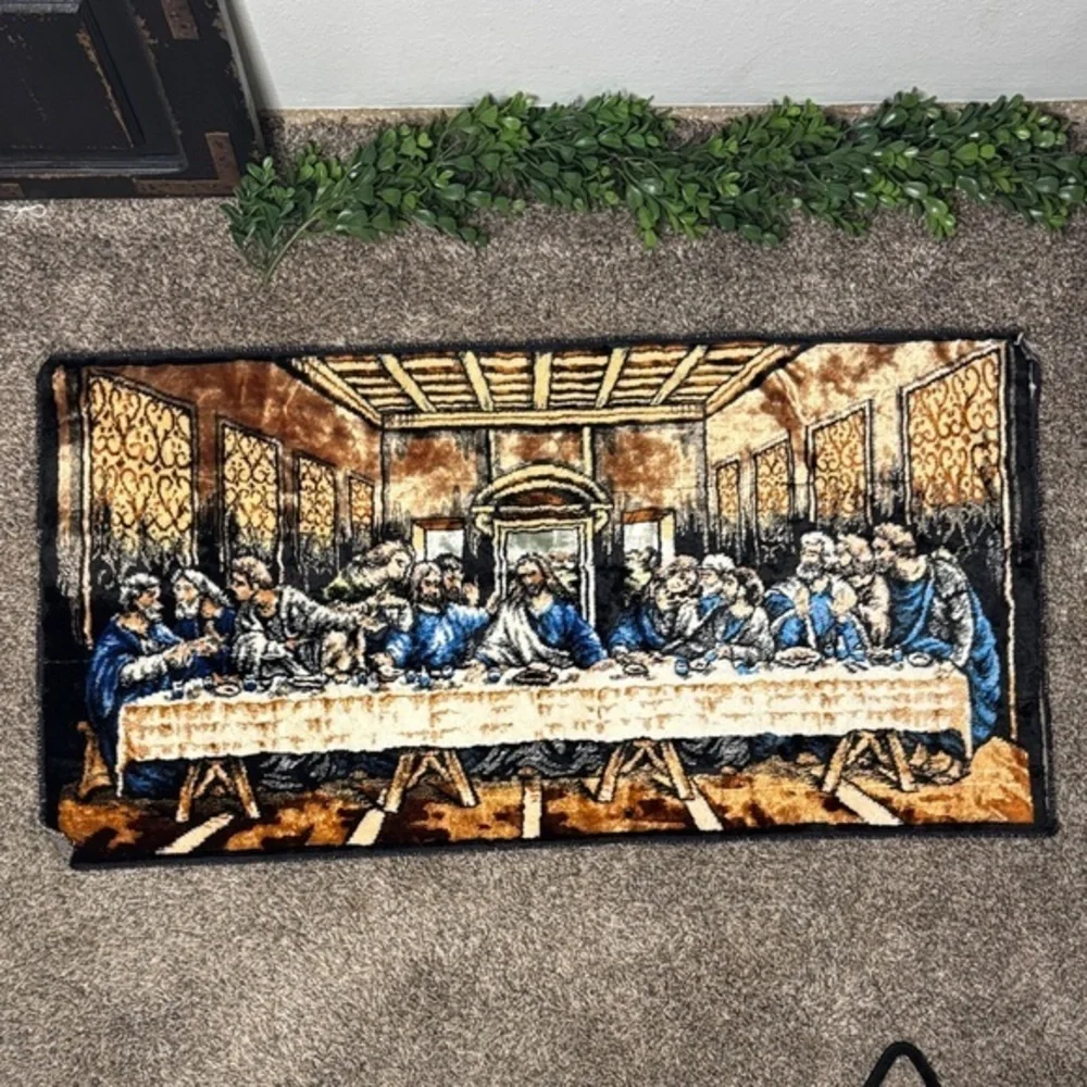 Vintage The Lord's Last Supper Tapestry Large Wall Art Made in Italy